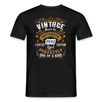 Vintage birthday gift born in September 1981 - Men's T-Shirt - black - Front - AI Model Male 178 light (178cm)