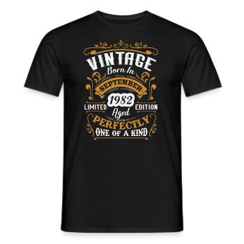 Vintage birthday gift born in September 1982 - Men's T-Shirt - black - Front - AI Model Male 178 light (178cm)