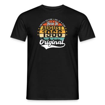 Août 1966 Idées cadeaux d’anniversaire 1966 Août - T-shirt homme - noir - Devant - AI Model Male 178 light (178cm)