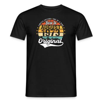 August 1973 Birthday Gift Ideas 1973 August - Men's T-Shirt - black - Front - AI Model Male 178 light (178cm)