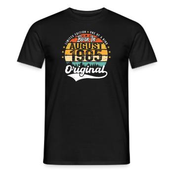 Août 1985 Idées cadeaux d’anniversaire 1985 Août - T-shirt homme - noir - Devant - AI Model Male 178 light (178cm)