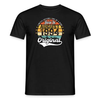 Août 1994 Idées cadeaux d’anniversaire 1994 Août - T-shirt homme - noir - Devant - AI Model Male 178 light (178cm)