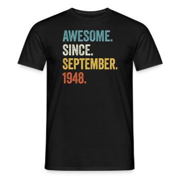 75 Years Old Awesome Since September 1948 75th - Men's T-Shirt - black - Front - AI Model Male 178 light (178cm)