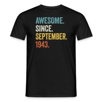 80 Years Old Awesome Since September 1943 80th - Men's T-Shirt - black - Front - AI Model Male 178 light (178cm)
