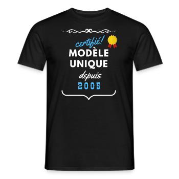 certifié modèle unique depuis 2005 - T-shirt homme - noir - Devant - AI Model Male 178 light (178cm)