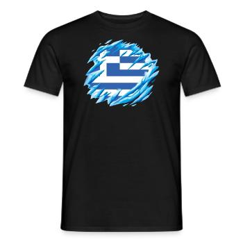 Drapeau de la Grèce Hellas Athènes Drapeau grec - T-shirt homme - noir - Devant - AI Model Male 178 light (178cm)