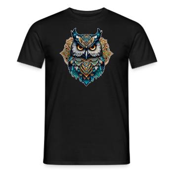 Coole Steampunk Eule - Männer T-Shirt - Schwarz - Vorne - AI Model Male 178 light (178cm)