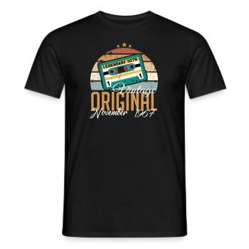 Né en novembre 1967 Rétro - T-shirt homme - noir - Devant - AI Model Male 178 light (178cm)