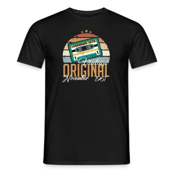 Born in November 1961 Retro - Men's T-Shirt - black - Front - AI Model Male 178 light (178cm)