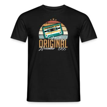 Né en novembre 1986 Rétro - T-shirt homme - noir - Devant - AI Model Male 178 light (178cm)