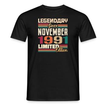 Légendaire depuis novembre 1991 - Cadeau 1991 - T-shirt homme - noir - Devant - AI Model Male 178 light (178cm)