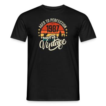 1987 Vintage - Cadeau d’anniversaire 1987 Retro 1987 - T-shirt homme - noir - Devant - AI Model Male 178 light (178cm)