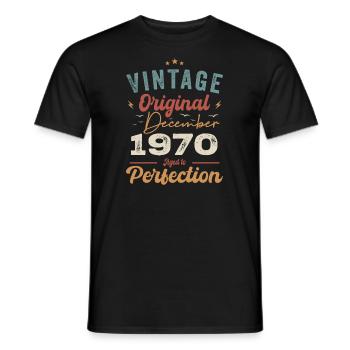 Vintage Geburtstag - Dezember 1970 - Geschenkidee - Männer T-Shirt - Schwarz - Vorne - AI Model Male 178 light (178cm)