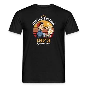 December 1973 Birthday Present December 1973 - Men's T-Shirt - black - Front - AI Model Male 178 light (178cm)