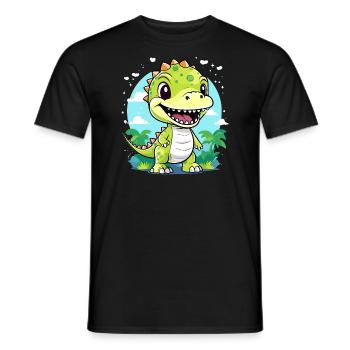 cute dinosaur, dino, little t-rex for kids - Men's T-Shirt - black - Front - AI Model Male 178 light (178cm)