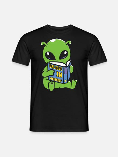 Alien Buchliebhaber UFO Lesen Lustiger Alien - Männer T-Shirt - Schwarz