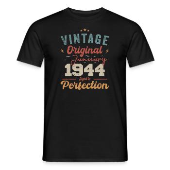 January 1944 Legend for 80 years - Men's T-Shirt - black - Front - AI Model Male 178 light (178cm)