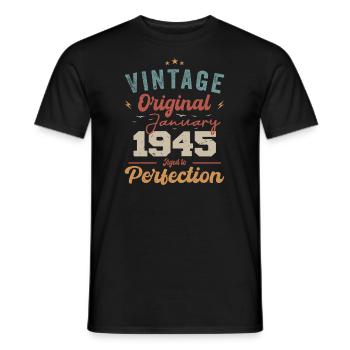 January 1945 Legend for 79 years - Men's T-Shirt - black - Front - AI Model Male 178 light (178cm)