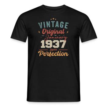 January 1937 Legend for 87 years - Men's T-Shirt - black - Front - AI Model Male 178 light (178cm)
