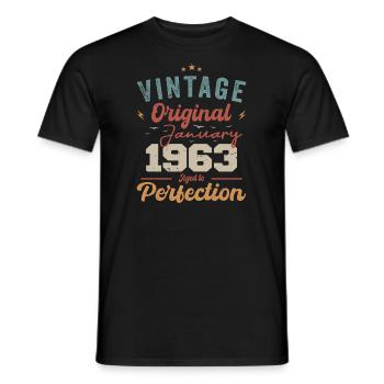 Janvier 1963 Légende depuis 61 ans - T-shirt homme - noir - Devant - AI Model Male 178 light (178cm)