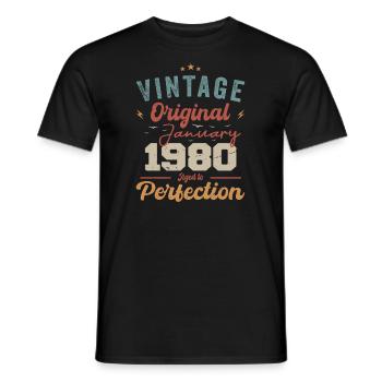 Januar 1980 Legende seit 44 Jahren - Männer T-Shirt - Schwarz - Vorne - AI Model Male 178 light (178cm)