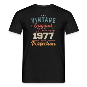 Januar 1977 Legende seit 47 Jahren - Männer T-Shirt - Schwarz - Vorne - AI Model Male 178 light (178cm)