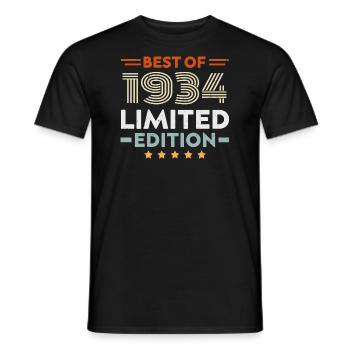 Retro 1934 Vintage 90th Birthday Gift 90 Years Old - Men's T-Shirt - black - Front - AI Model Male 178 light (178cm)
