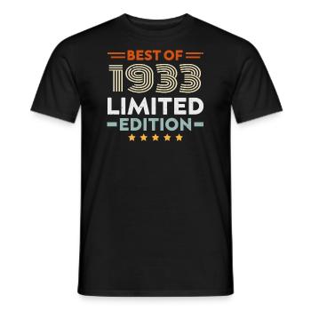 Retro 1933 Vintage 91. Geburtstagsgeschenk 91 Jahre alt - Männer T-Shirt - Schwarz - Vorne - AI Model Male 178 light (178cm)