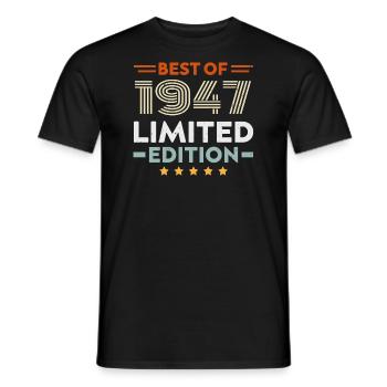 Retro 1947 Vintage Cadeau 77e Anniversaire 77 Ans - T-shirt homme - noir - Devant - AI Model Male 178 light (178cm)