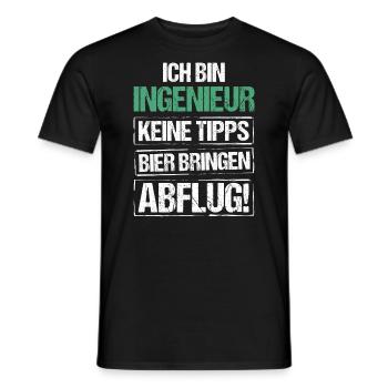 I'm an engineer - bring beer and take off - Men's T-Shirt - black - Front - AI Model Male 178 light (178cm)