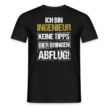 I'm an engineer - bring beer and take off - Men's T-Shirt - black - Front - AI Model Male 178 light (178cm)