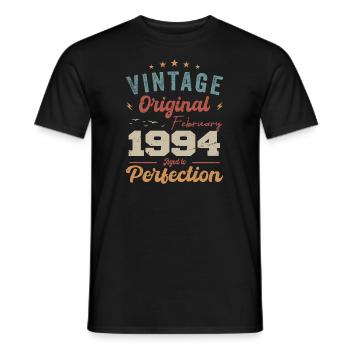 Né en Février 1994 millésime 1994 Anniversaire - T-shirt homme - noir - Devant - AI Model Male 178 light (178cm)