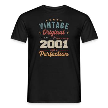 Né en février 2001 millésime 2001 Anniversaire - T-shirt homme - noir - Devant - AI Model Male 178 light (178cm)