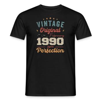 Geboren im Februar 1990 vintage 1990 Geburtstag - Männer T-Shirt - Schwarz - Vorne - AI Model Male 178 light (178cm)