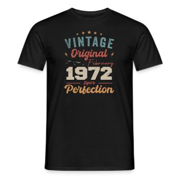 Né en février 1972 millésime 1972 anniversaire - T-shirt homme - noir - Devant - AI Model Male 178 light (178cm)