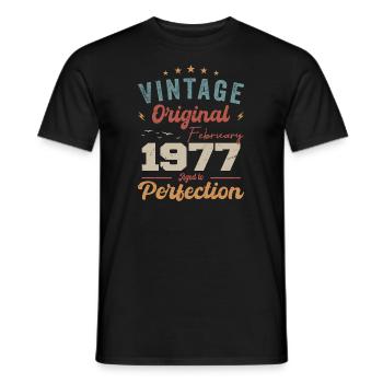 Geboren im Februar 1977 vintage 1977 Geburtstag - Männer T-Shirt - Schwarz - Vorne - AI Model Male 178 light (178cm)