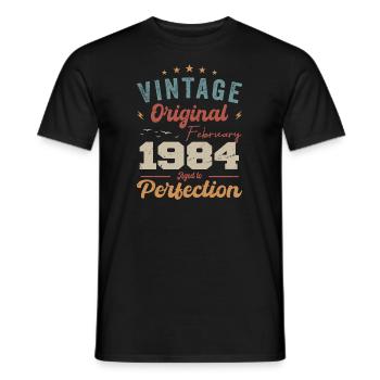 Né en février 1984 millésime 1984 anniversaire - T-shirt homme - noir - Devant - AI Model Male 178 light (178cm)
