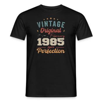 Né en février 1985 millésime 1985 anniversaire - T-shirt homme - noir - Devant - AI Model Male 178 light (178cm)
