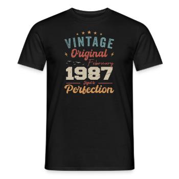 Born in February 1987 vintage 1987 birthday - Men's T-Shirt - black - Front - AI Model Male 178 light (178cm)