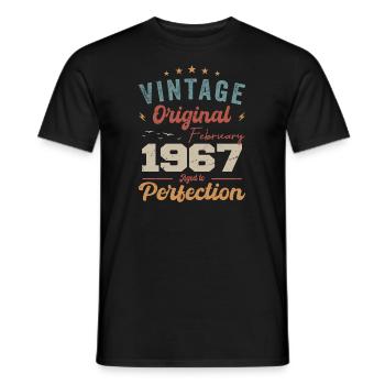 Né en février 1967 millésime 1967 anniversaire - T-shirt homme - noir - Devant - AI Model Male 178 light (178cm)