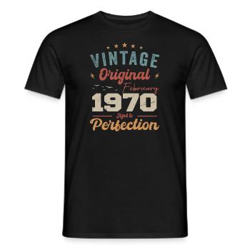 Né en février 1970 millésime 1970 anniversaire - T-shirt homme - noir - Devant - AI Model Male 178 light (178cm)
