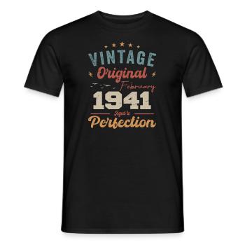 Born in February 1941 vintage 1941 birthday - Men's T-Shirt - black - Front - AI Model Male 178 light (178cm)