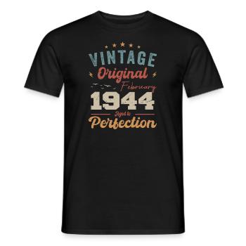 Né en février 1944 millésime 1944 anniversaire - T-shirt homme - noir - Devant - AI Model Male 178 light (178cm)