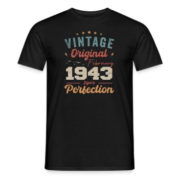 Né en février 1943 millésime 1943 anniversaire - T-shirt homme - noir - Devant - AI Model Male 178 light (178cm)