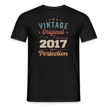 Né en février 2017 millésime 2017 anniversaire - T-shirt homme - noir - Devant - AI Model Male 178 light (178cm)
