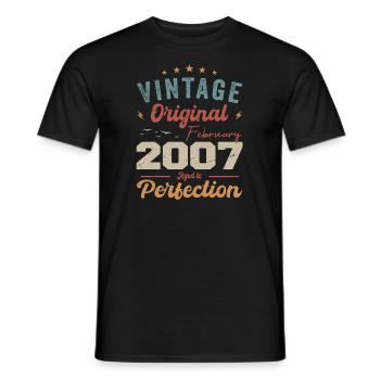 Born in February 2007 vintage 2007 birthday - Men's T-Shirt - black - Front - AI Model Male 178 light (178cm)