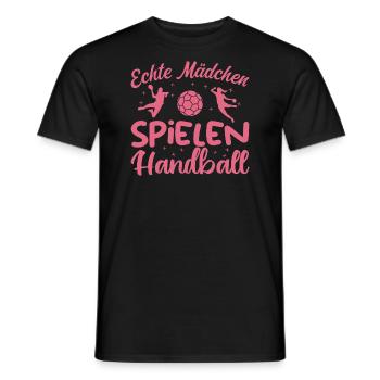 Real girls playing handball - Men's T-Shirt - black - Front - AI Model Male 178 light (178cm)