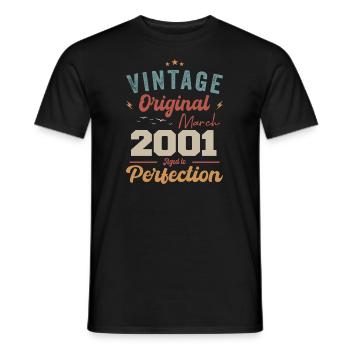 March 2001 Vintage Born Vintage Birthday - Men's T-Shirt - black - Front - AI Model Male 178 light (178cm)