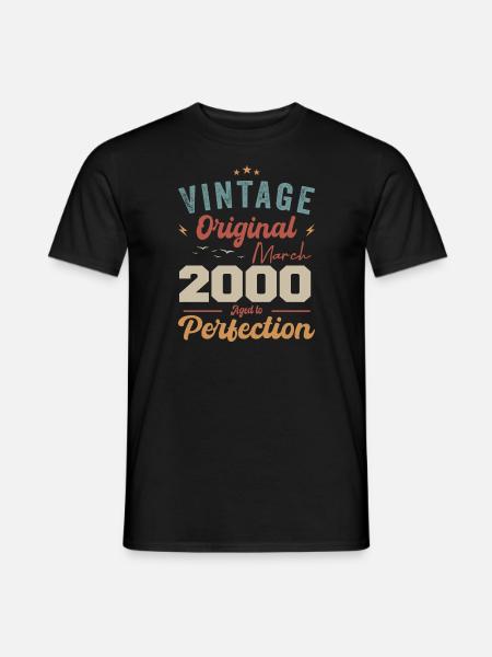 Marts 2000's Vintage Born Vintage fødselsdag - Mænd T-shirt - sort