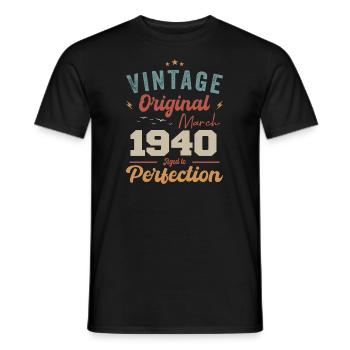 March 1940's Vintage Born Vintage Birthday - Men's T-Shirt - black - Front - AI Model Male 178 light (178cm)